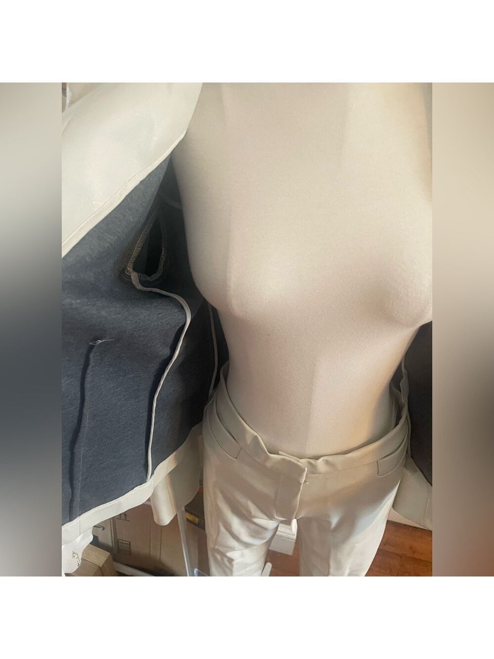 Women's Cream Two-Piece Pleather Set - Picture 12 of 12